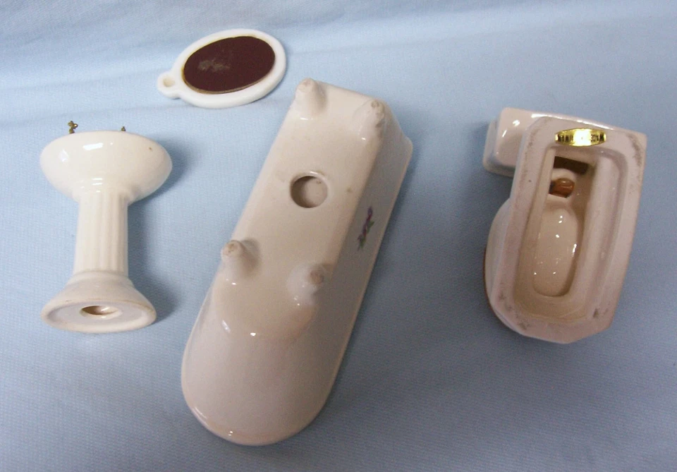 MUEBLES PARA CASA DE MUÑECAS Concord 4 piezas 1:12 Baño Calidad Porcelana Art Deco (A1) Foto 4 de 4