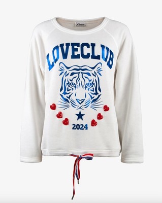 NEU GRACE LOVE CLUB Pullover Off-White S   Pailletten Metallic Tiger Print Shirt