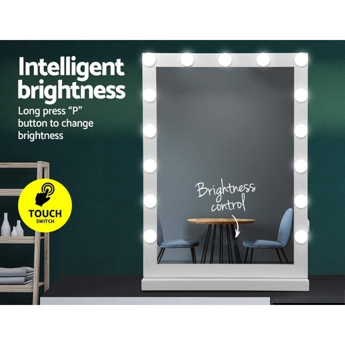 Embellir Makeup Mirror 43x61cm Hollywood Vanity with LED Light Tabletop White - Picture 6 of 7