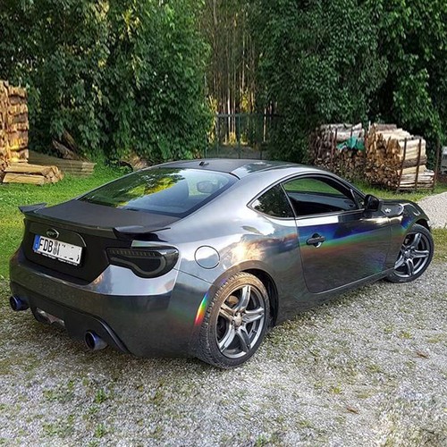 Black Holographic Rainbow Chrome Car Vinyl Air Bubble Free 58''x12'' - Picture 9 of 10