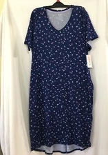 New Joyspun Women's Dots Geo Navy Midi Sleep Chemise Nightgown U pick