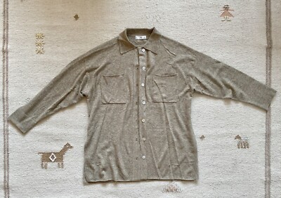 NEU OHNE ETIKETT MANGO beige ÜBERGRÖSSE STRICK KNOPFKRAGEN JACKE CARDIGAN XS S M 8 10