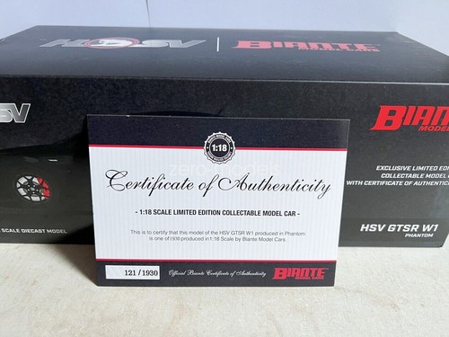 Biante 1/18 Scale Holden HSV GTSR W1 Black Diecast Car Model Toy Gift Collection - Picture 9 of 9