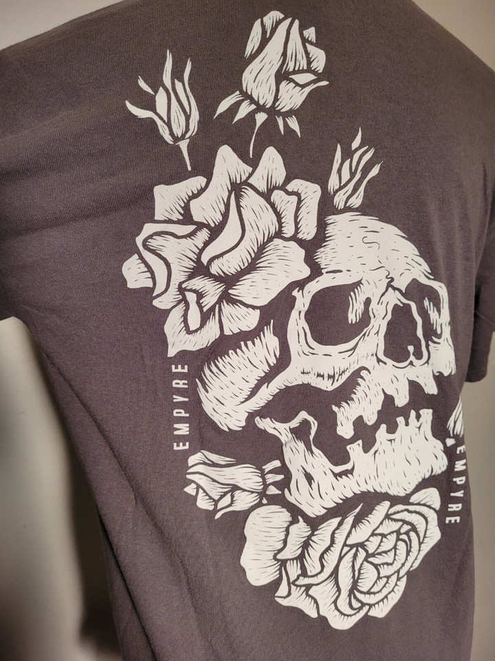 Empyre Skull & Rose Graphic Tee Gray Shirt Size Medium TShirt eBay