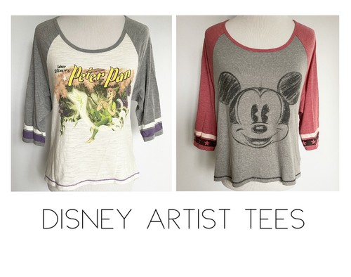 DISNEY ARTIST TEE 3/4 SLEEVE Peter Pan XS OR Mickey Mouse S - VINTAGE LOOK SLUB - 第 1/7 張圖片