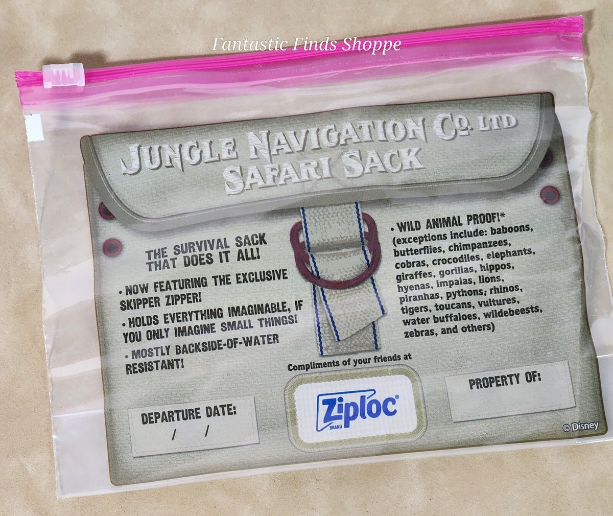 Disney Jungle Navigation Co. Ltd Safari Sack Jungle Cruise Ziploc