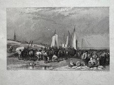Scheveling (Netherlands) - 1833 engraving by Brandard/Stanfield