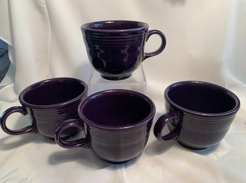 Vintage Fiestaware Fiesta HLC Ring Handled Teacup Cups Plum Purple Lot Of 4