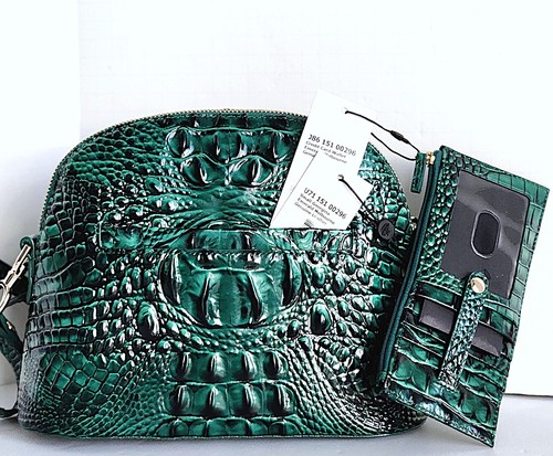 🌹Brahmin Small Georgina Dome Crossbody Emerald Leather Bag + Slim Wallet NWT - Picture 9 of 12