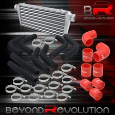31"x12" Intercooler 90° Elbow Tube 3" Piping Kit Black + Clamps Couplers Set Red