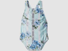  77 Seafolly Kids Girls Blue Floral Tank One Piece Swimsuit Swimwear AUS Size 2