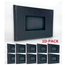 Libro de fotos de 6"x8" tapa dura lino negro con corte de ventana de 4"x3" - PACK DE 10