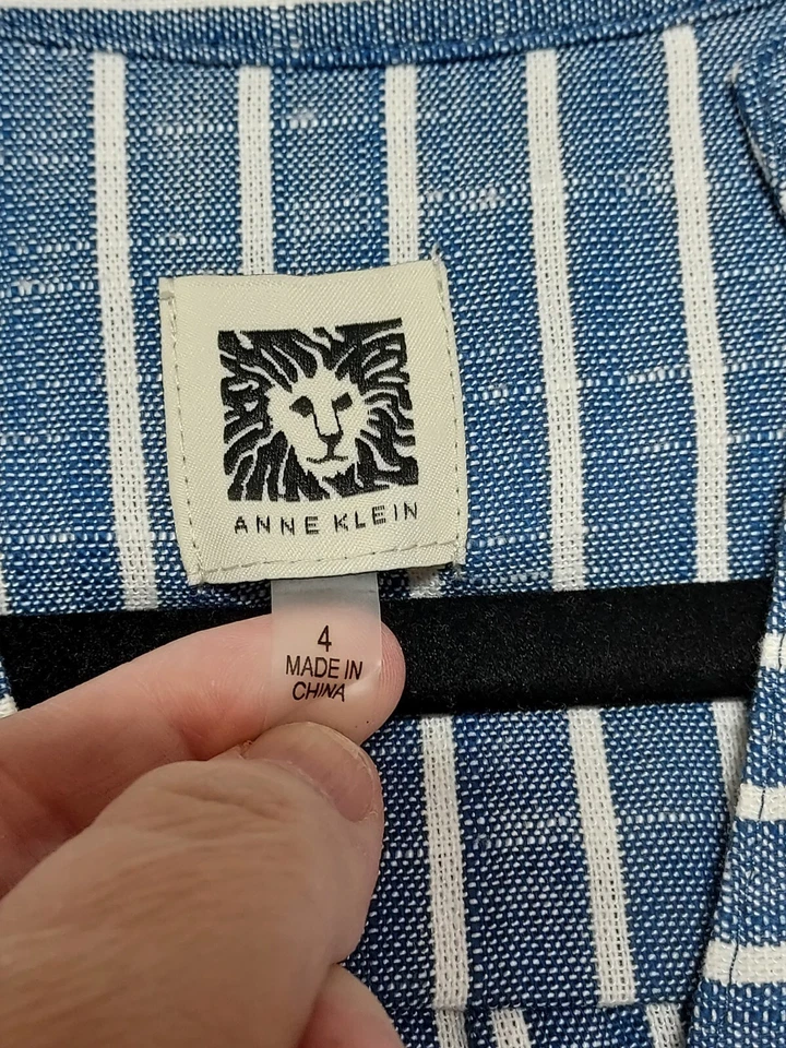 Vestido Camisa De Colección Anne Klein Talla 4 Azul Playa Vaina Costera Lagenlook Versátil Foto 4 de 4
