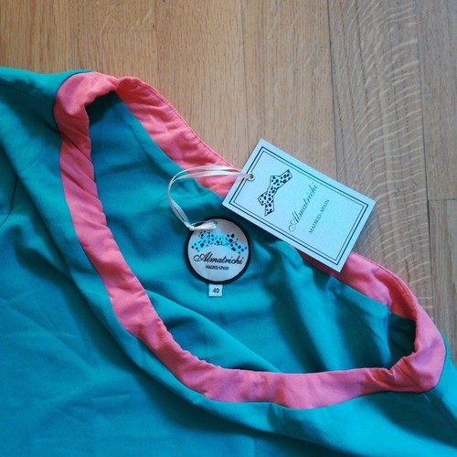 Almatrichi abito vestito monospalla tg.44 italiana nuovo verde corallo M - Imagen 4 de 7