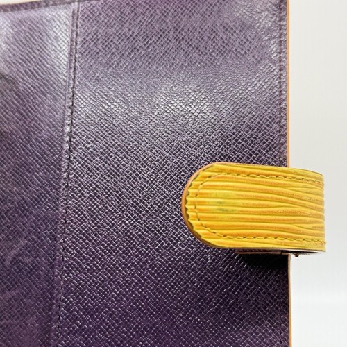 Louis Vuitton Epi Agenda PM Copertina Calendario Quaderno Pelle Giallo Viola Vintage - Foto 9 di 12