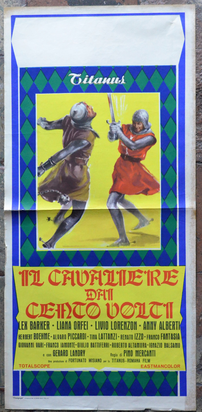 Locandina originale film Il cavaliere dai cento volti (1960) - Regia di Pino Mercanti