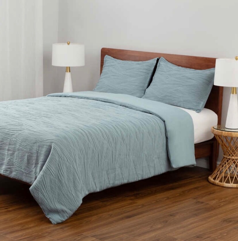 Berkshire Life Pleated Wave 3Piece Comforter Set, King Blue/Green eBay