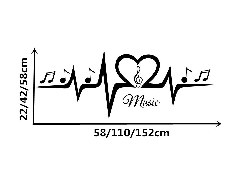Music Heart Beat Music Notes Wall Stickers Wall Art Decals Quote