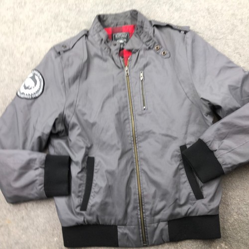 Buffalo Jacket Mens Large Gray Plaid Lined Full Zip Pockets Bomber Windbreaker * - Picture 4 of 12