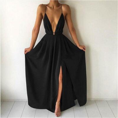 deep v backless dress