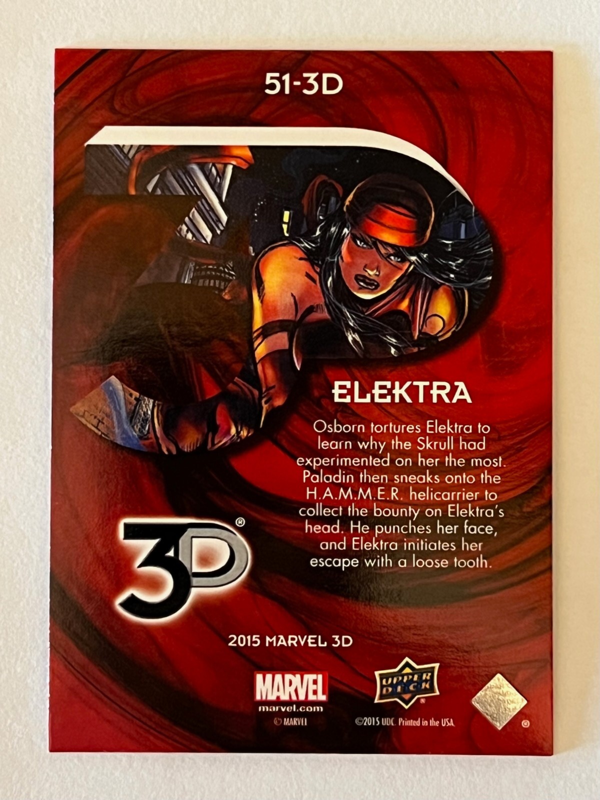 2015 Upper Deck Marvel 3D Lenticular #51-3D ELEKTRA Parallel Card MINT🔥🔥🔥