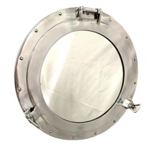 Working 15"Aluminum Porthole Mirror Wall Hanging Ship Boat Round Porthole Mirror