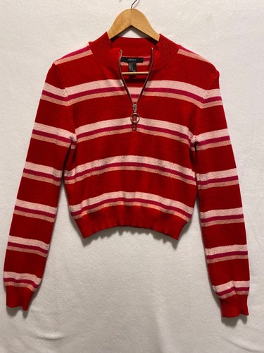 FOREVER 21 Red and Pink Striped Sweater 