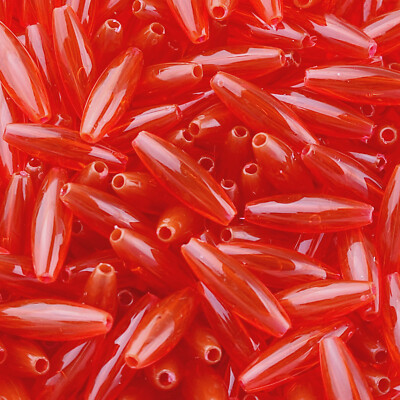 Fishing Rig Beads  3/4'' / 19mm Long RED 500pk Hard Plastic Transparent Spaghetti