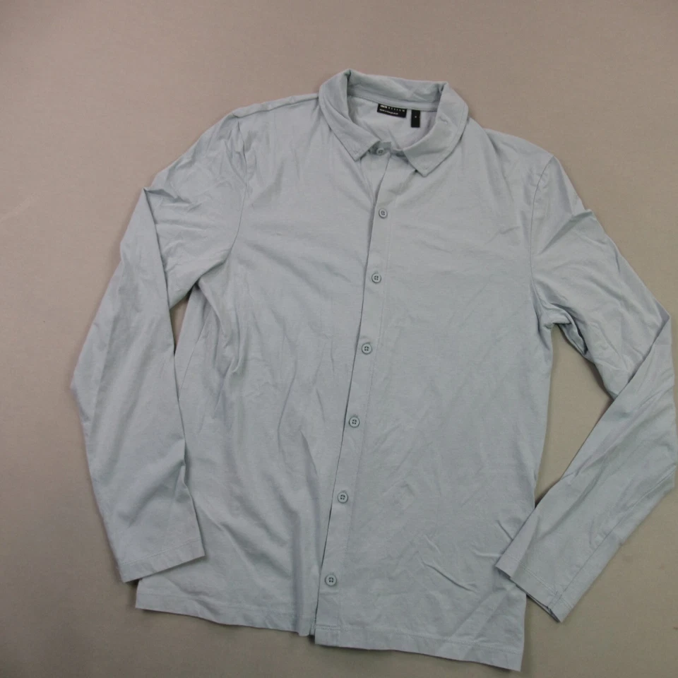 Asos Design Shirt Mens Small Long Sleeve Button Front Blue Cotton - Image 2 of 4