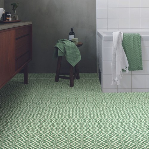 Lino Flooring Victorian Vintage Kitchen Green Tile Vinyl Flooring Roll
