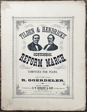 1876 PRESIDENTIAL ELECTION sheet music SAMUEL TILDEN / THOMAS HENDRICKS jugate