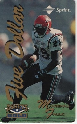 1995 Classic Assets Gold #NNO Marshall Faulk HOF Phone Cards $5 2547/5000