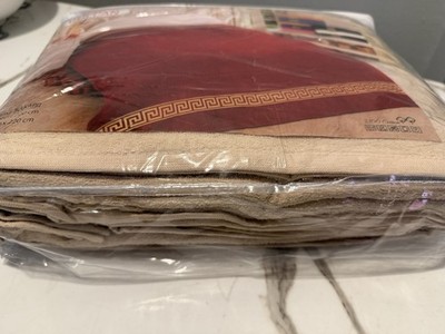 GULCAN 100% Cotton Jacquard Greek Key Blanket Beige 200 x 220 cm