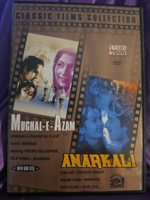 Mughal-E-Azam and ANARKALI  DVD  Two Bollywood Films Dilip Kumar Madu Bhala