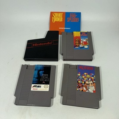 Lot Of 3 Nintendo NES Games - Dr Mario, Total Recall, Short Order / Egg-Splode