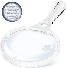 JARLINK Large Magnifying Glass with Light, 10X 20X 45X Illuminated Handheld Magn