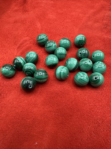 Twenty Loose Malachite Beads Smooth Green Round 8mm