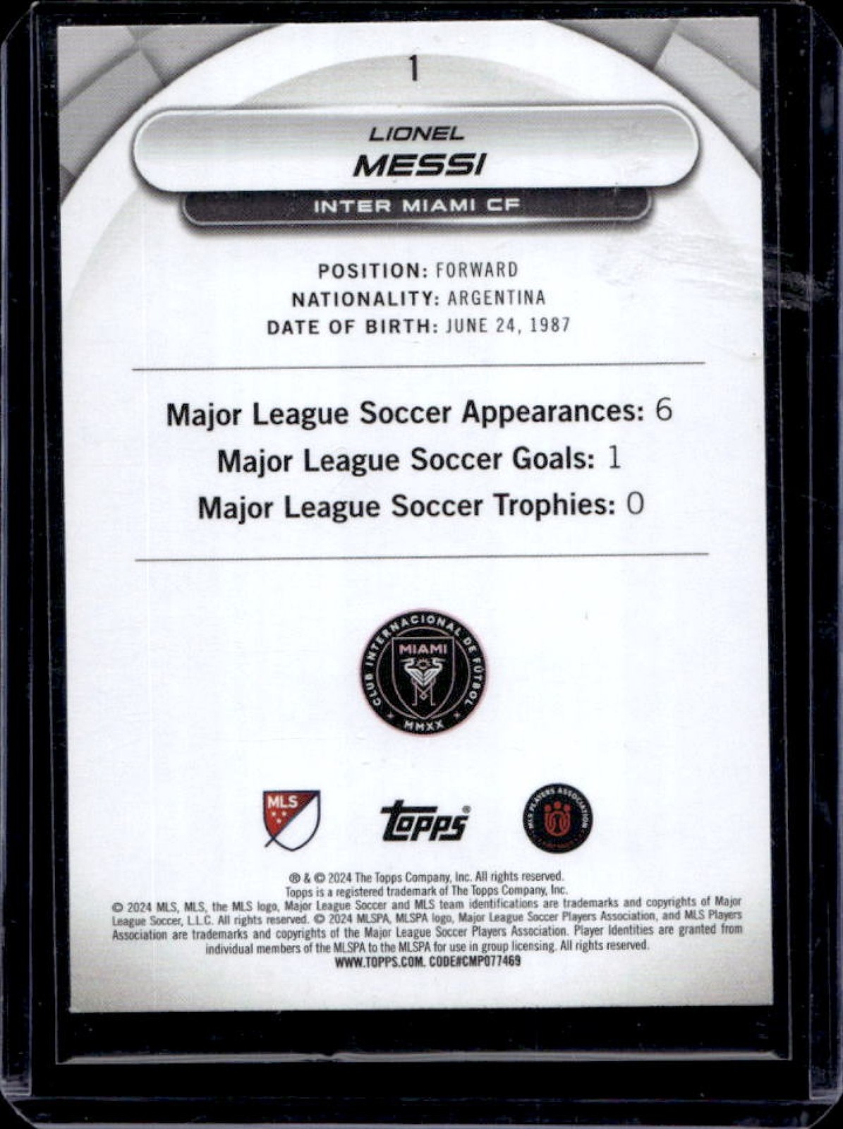 2024-25 Topps MLS Superstars Lionel Messi #1 Inter view 2