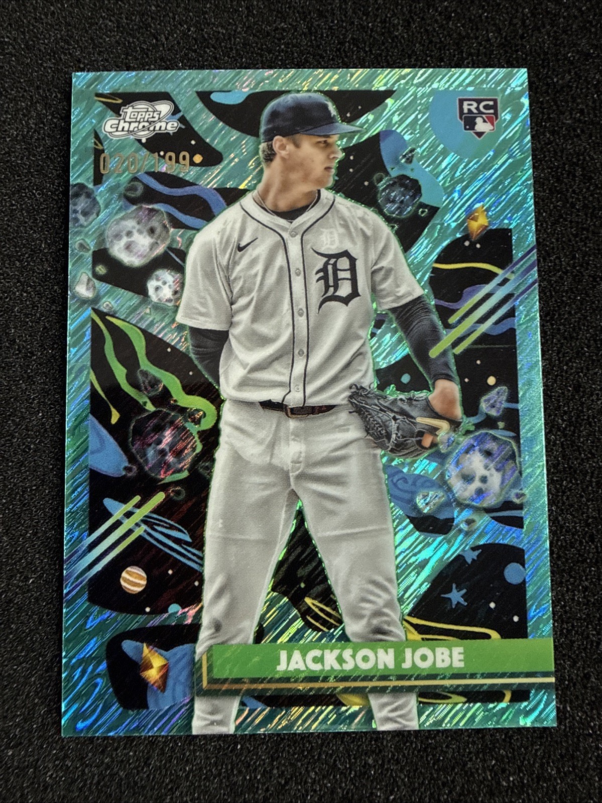 2025 Topps Cosmic Chrome #142 Jackson Jobe Tigers Aqua Equinox Refractor RC /199