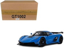 2025 Koenigsegg Jesko Blue Metallic with Black Stripes 1/18 Model Car by GT Spir