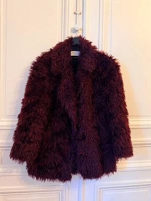 Maison Margiela Ligne 1 Manteau Oversize Fausse Fourrure Bordeaux Unisex - Photo 1/4