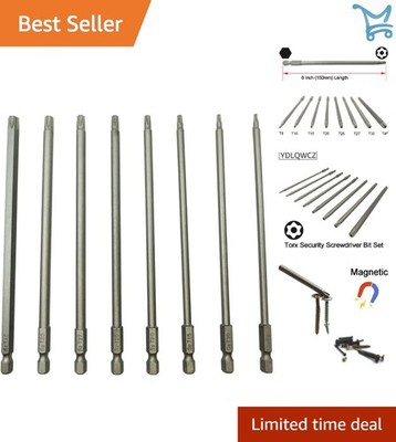 Torx Security Screwdriver Bit Set 8 pcs 6 Inch Alloy Steel T8 T40 for Drill