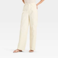 Women's Mid-Rise Relaxed Fit Wide Leg Distressed Jeans - Future Collective White
