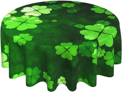 Sweetshow Saint Patricks Day Tablecloth 60 Inch Round Wrinkle 60 inch, Green 