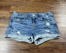 Old Navy Jean Shorts Women  s Size 12 Boyfriend Denim Distressed Cuffed Casual