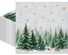 Christmas Disposable Paper Napkins, 50-Pack Large Size 13"x15.7" Unfolded, Versa