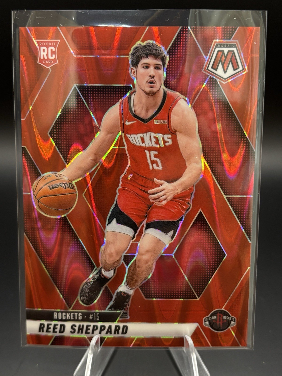 2024-25 Mosaic Reed Sheppard Rockets #249 Red Seismic Prizm /299 RC Color Match