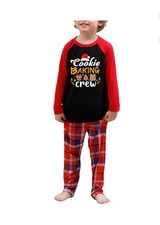Christmas Pajamas, Size 2T, Red and Black Plaid, "Cookie Baking Crew"