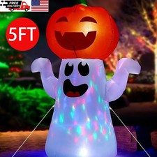 5FT Halloween Inflatable Ghost Pumpkin Outdoor Decoration Blow up Yard LED Party