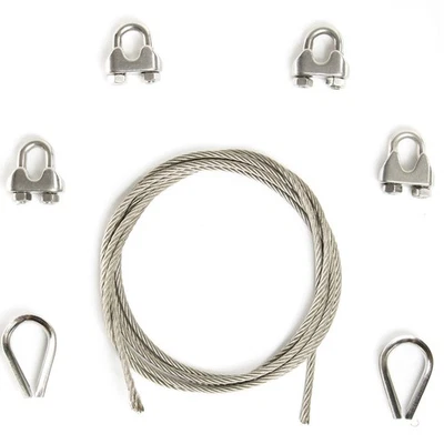 Alfa Logistik Edelstahl Drahtseil - Set mit 4x Drahtseilklemmen und 2x Kauschen
